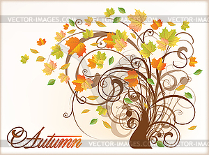 Beautiful Autumn Tree . vector illustration - vector clipart