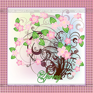 Elegant spring tree card, vector illustration - vector clip art
