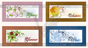 Four seasons banners, vector illustration  - vector clipart