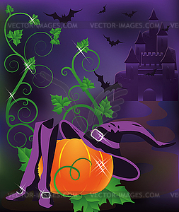 Happy Card Хэллоуина, векторная иллюстрация - векторный клипарт Royalty-Free