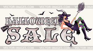 Хэллоуин баннер с продажи сексуальная ведьма, векторные - векторный клипарт / векторное изображение