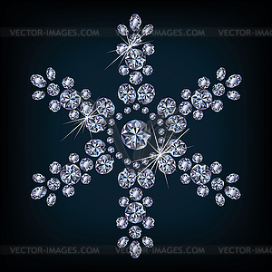 Diamond xmas snowflake card, vector illustration - vector image