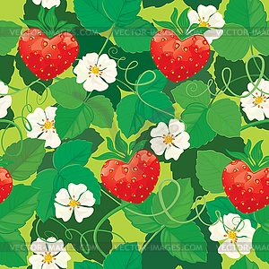 Seamless pattern. Strawberries in heart shapes - vector clip art