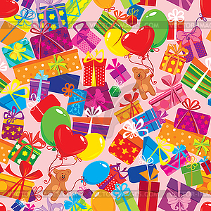Seamless pattern with colorful gift boxes, presents - vector clip art