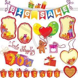 Set Big Sale elements for design - colorful gift - vector clipart