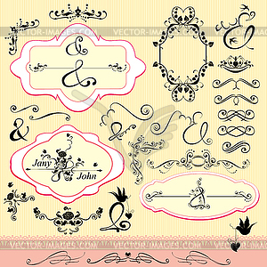 Vintage ornaments and frames, calligraphic design - vector clipart