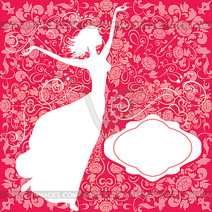 Vintage ornamental background with white oval - vector image
