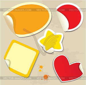 Set of different colors stickers with twisted - vector image