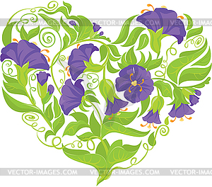Convolvulus Flowers heart - design - stock vector clipart