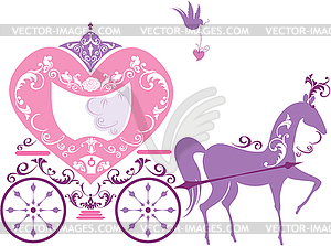 Vintage fairytale horse carriage - vector image