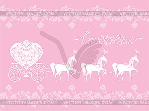 Pink Greeting Card with lace ornament. Floral - vector clipart