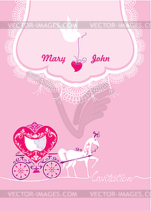 Pink Greeting Card with lace ornament. Floral - vector image