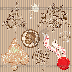 Christmas and New Year vintage decoration collection - vector clip art