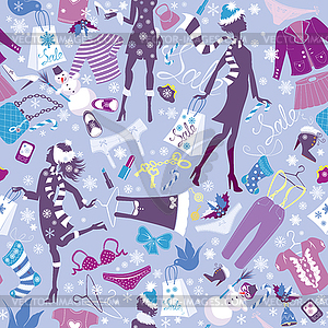 Seamless pattern in pink colors - Silhouettes of - vector clipart