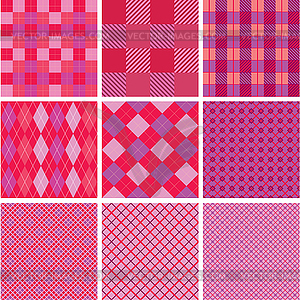 Set of plaid seamless patterns in pink colors for - vector image
