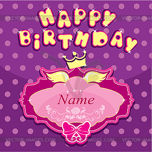 Happy birthday - Invitation card for girl with - vector image