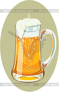 Mug full of cold beer - vector clip art