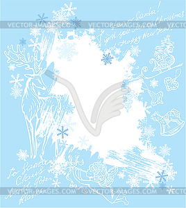 Christmas and New Year blue background with - vector clip art