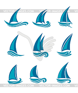 Yachts and sailboats - vector clipart / vector image