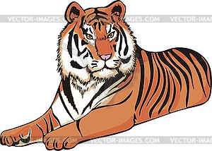 Лежащий дикий тигр - изображение в формате EPS