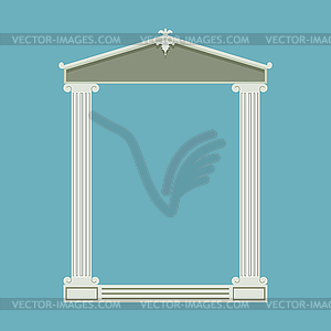 Antique marble temple front with ionic columns - vector image