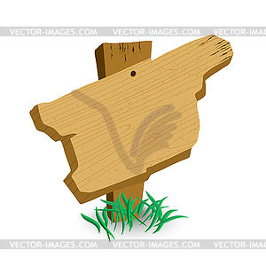 Wooden sign with green grass - vector clipart