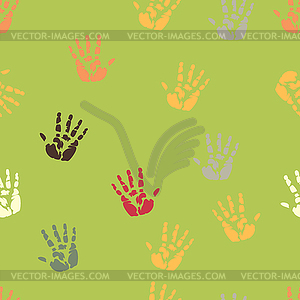 Hand palm ink splash print seamless background - vector clipart