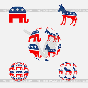 USA political parties symbols - vector image