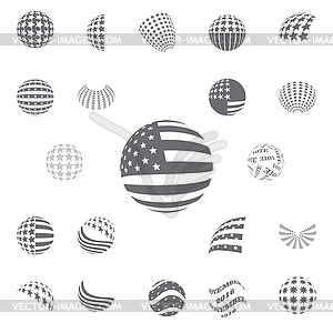 Сферические серый цвет символов флага США - векторный дизайн