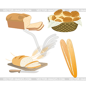 Set of cartoon food, bread - vector image