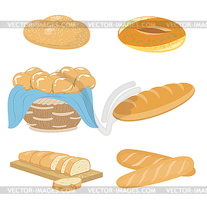 Bread and bakery icons set - vector image