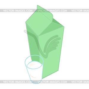 Milk carton pack and glass of milk - vector clipart