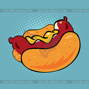 Hot dog fast food pop art retro style - vector clip art