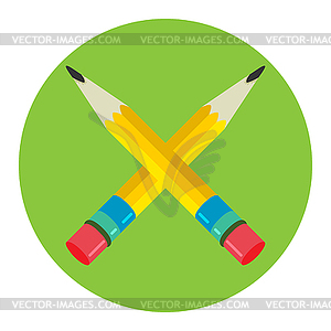 Two pencil Icon flat logo - vector clipart