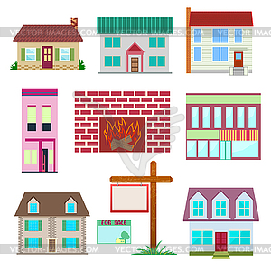Набор Дом, красочный домашняя коллекция иконок - векторизованный клипарт