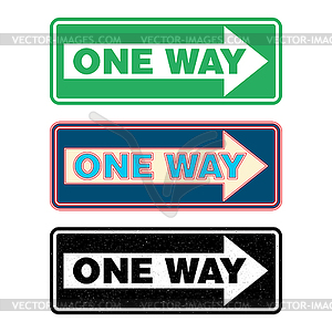 One way sign set - vector image