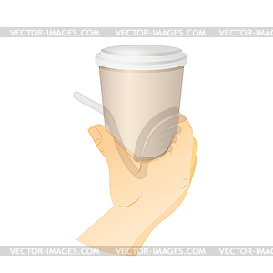 Paper Coffee Cup in Hand - vector clipart