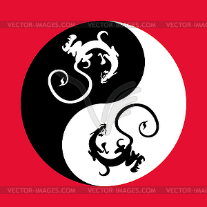 Dragon yin yang - vector image