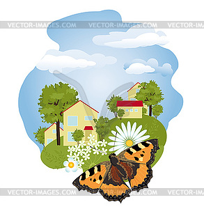 Summer rural landscape - vector image