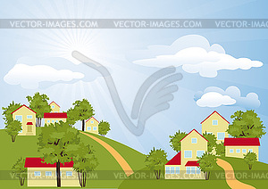 Summer rural landscape - vector image