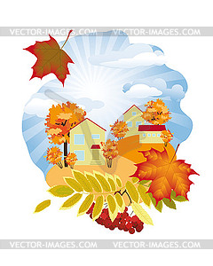 Autumn in Village - vector image