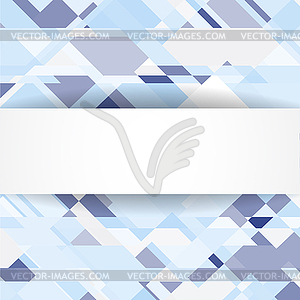 Синий геометрический фон с белым знаменем - стоковый клипарт