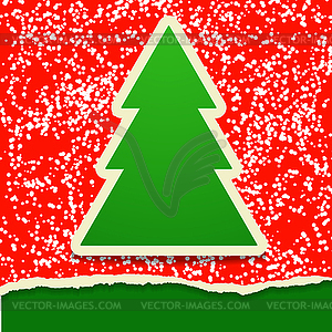 Rip paper card with Christmas tree - vector image