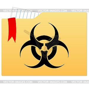 File folder with bio hazard sign - vector clip art