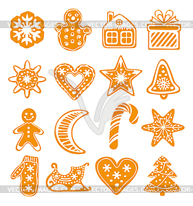 Cartoon gingerbread cookies - vector image