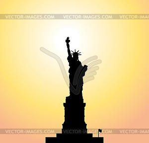 Statue of liberty and bright sun - vector clip art