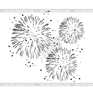 Black and white fireworks background - royalty-free vector clipart