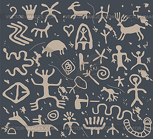 Ancient petroglyphs - vector clip art