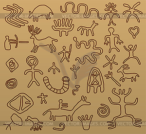 Ancient petroglyphs - vector clip art