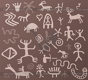 Ancient petroglyphs - vector clip art